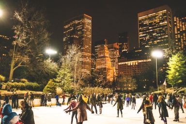 Central Park ice rink people having fun