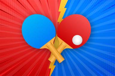 Two rackets for playing table tennis. Vector stock illustration