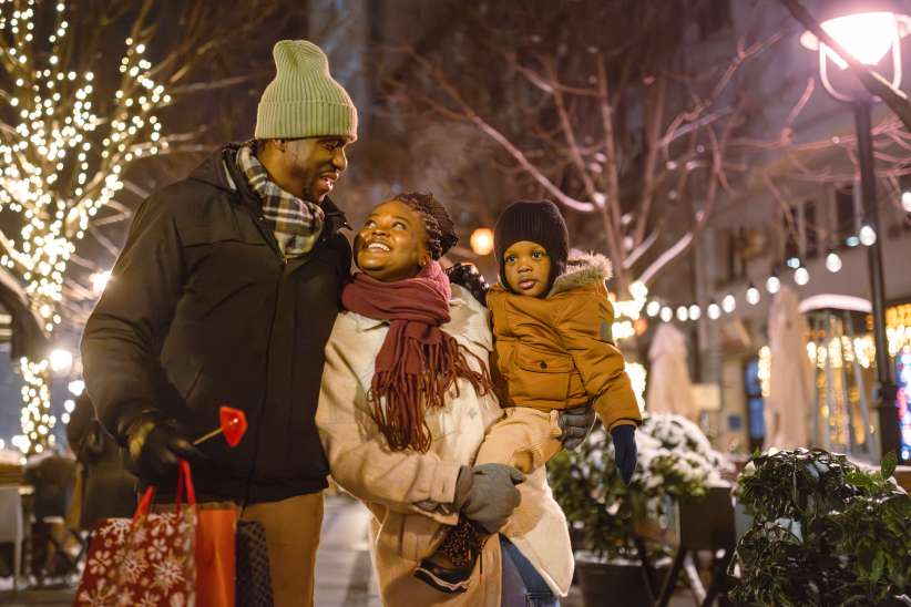 Family Enjoying Winter Evening Together